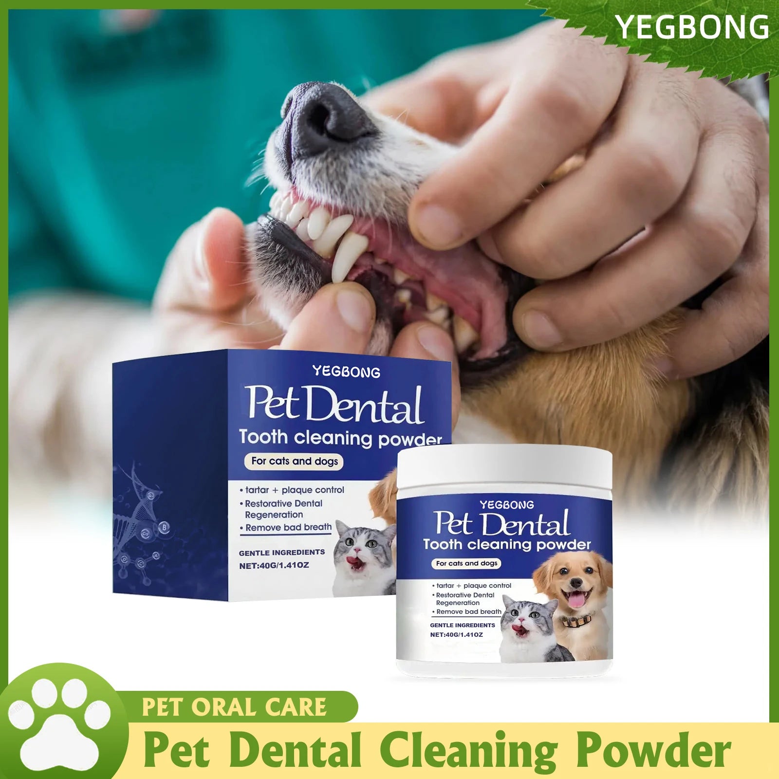 Pet dental cleaning powder Eliminates Oral Odors Remover Dog Teeth Plaque Reduces Calculus Tooth Cleaning Powder For Cat And Dog