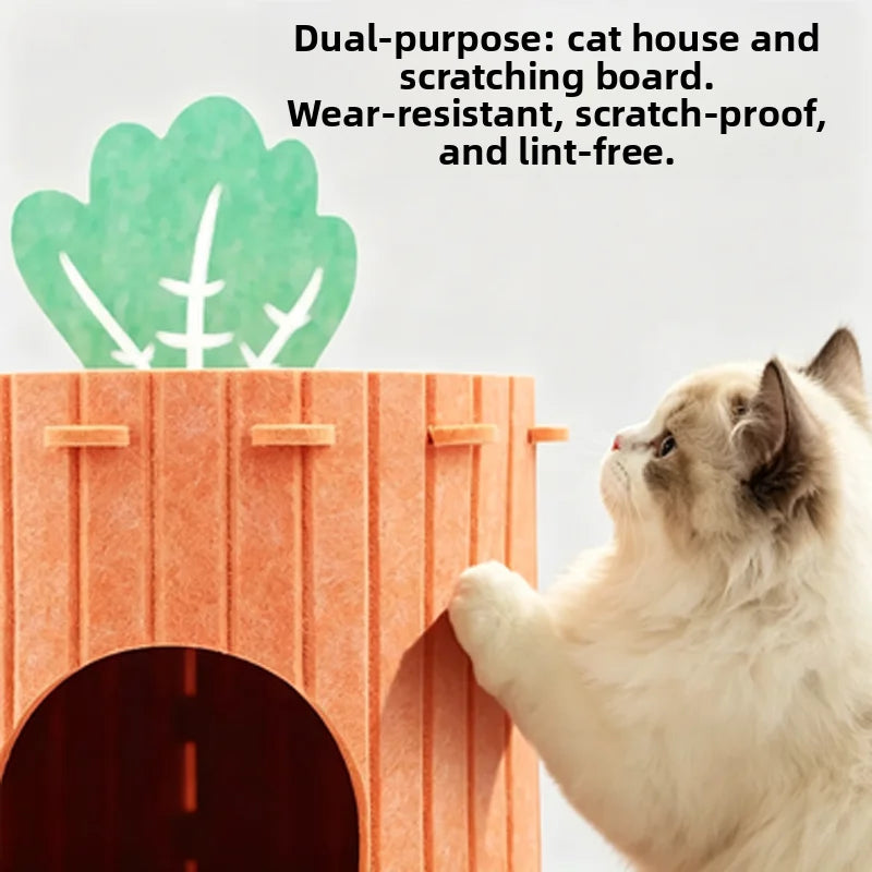 Carrot-Shaped Half-Closed Rabbit House Bed (All-Season)