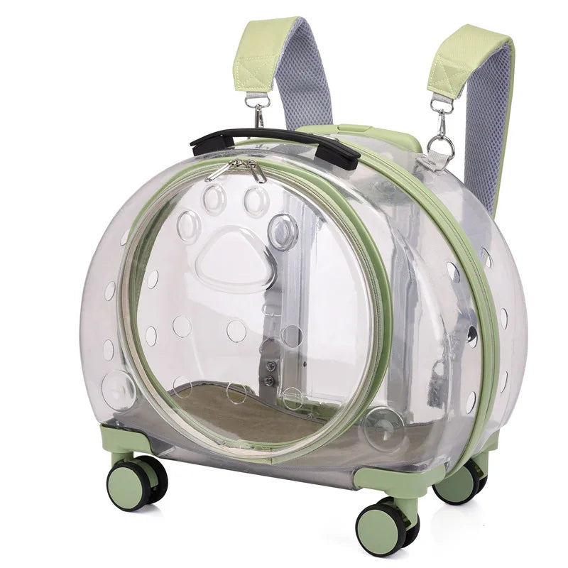 High Quality Travel Products Transparent Pet Dog Cat Backpack Carrier Bag With Wheels Pet Trolley