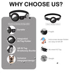 AirTag Cat Collar with Reflective Strip & QR Tag — Adjustable Kitten Collar with Air Tag Holder