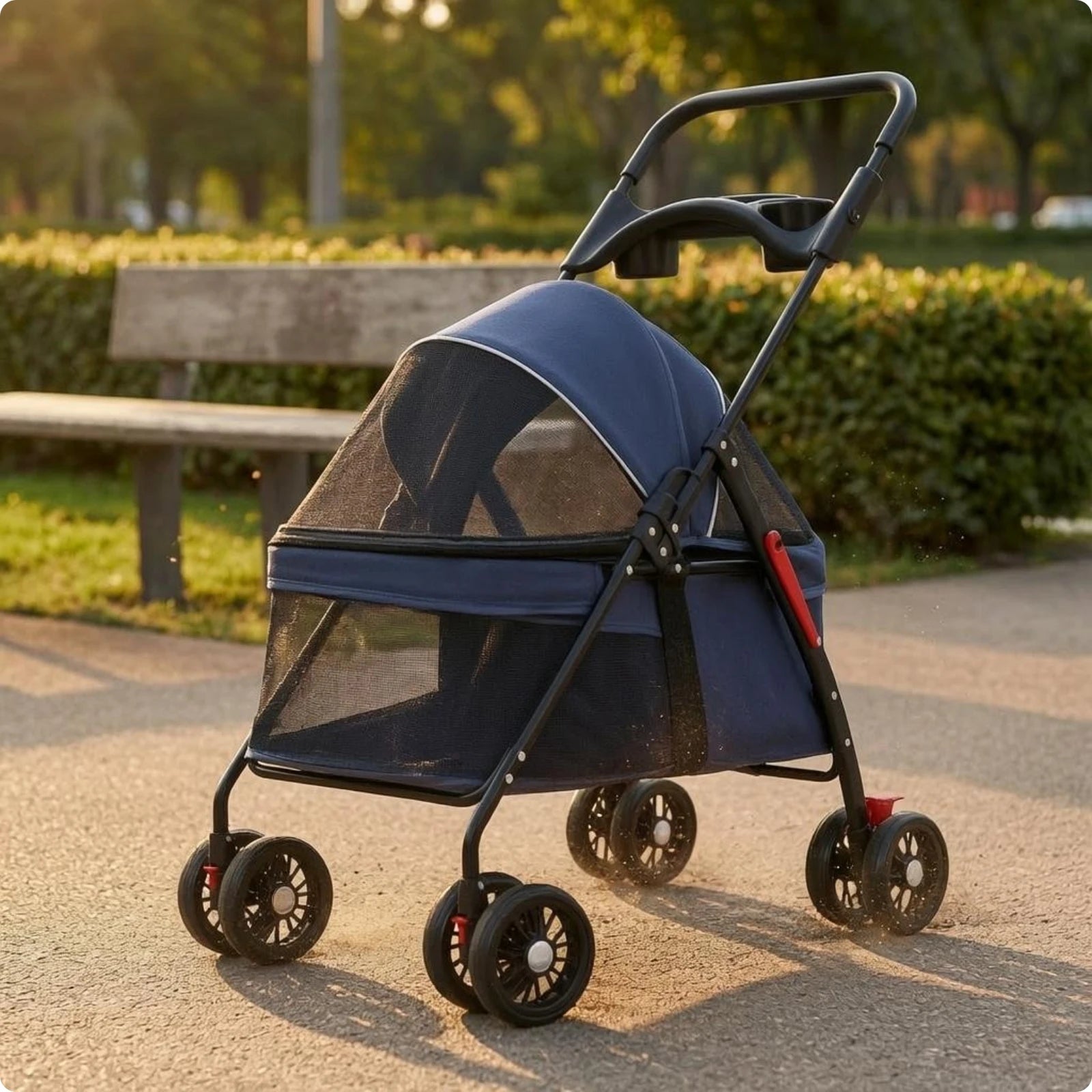 Foldable Pet Stroller Lightweight Feline and Dog Stroller Compact Ventilated for Cats, Outdoor Walking, Travel