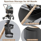 4 Wheels Pet Stroller for Small Medium Dogs Cats Up to 45 lbs Folding Dog Stroller with Detachable Breathable Carrier Suitable