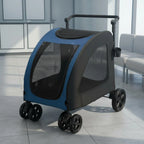 Foldable Dog Stroller Lightweight Feline Stroller Pet Pushcart Large Size Dog Stroller Mesh Sides for Park