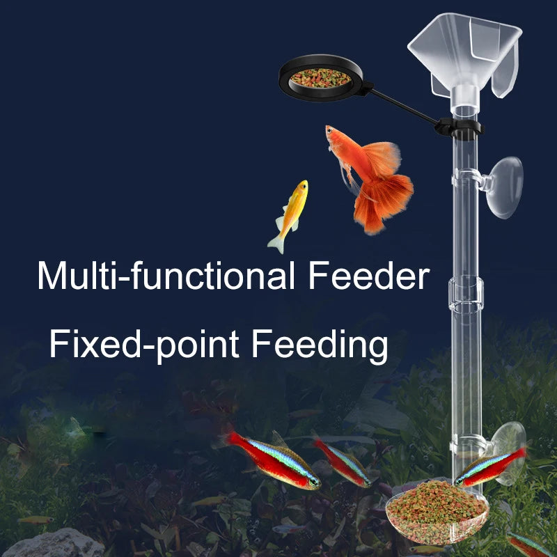 Acrylic Telescopic Aquarium Fish Feeder Tube (Transparent, Adjustable Length, Feeding Ring)