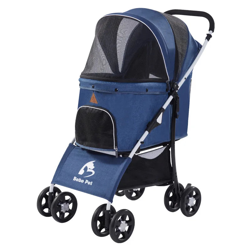 High Quality Folding Removable Four-wheeled Travel Walk Carrier Cats Dogs Pet Stroller for Sale