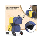 【New style】MoNiBloom Double Dog Stroller With Detachable Carrier Bags Large 4 Wheels Foldable Jogger For Rabbit Bunny Dogs Cats