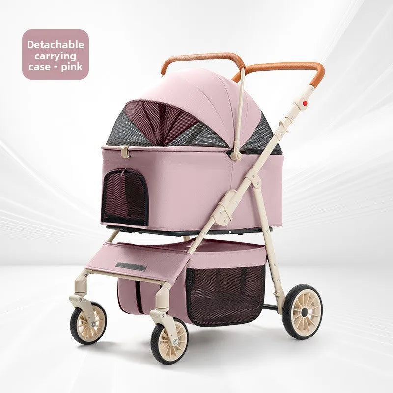 Medium and large pet cart, dog out cart, cat cart foldable, large space, lightweight and separable basking pet cart t
