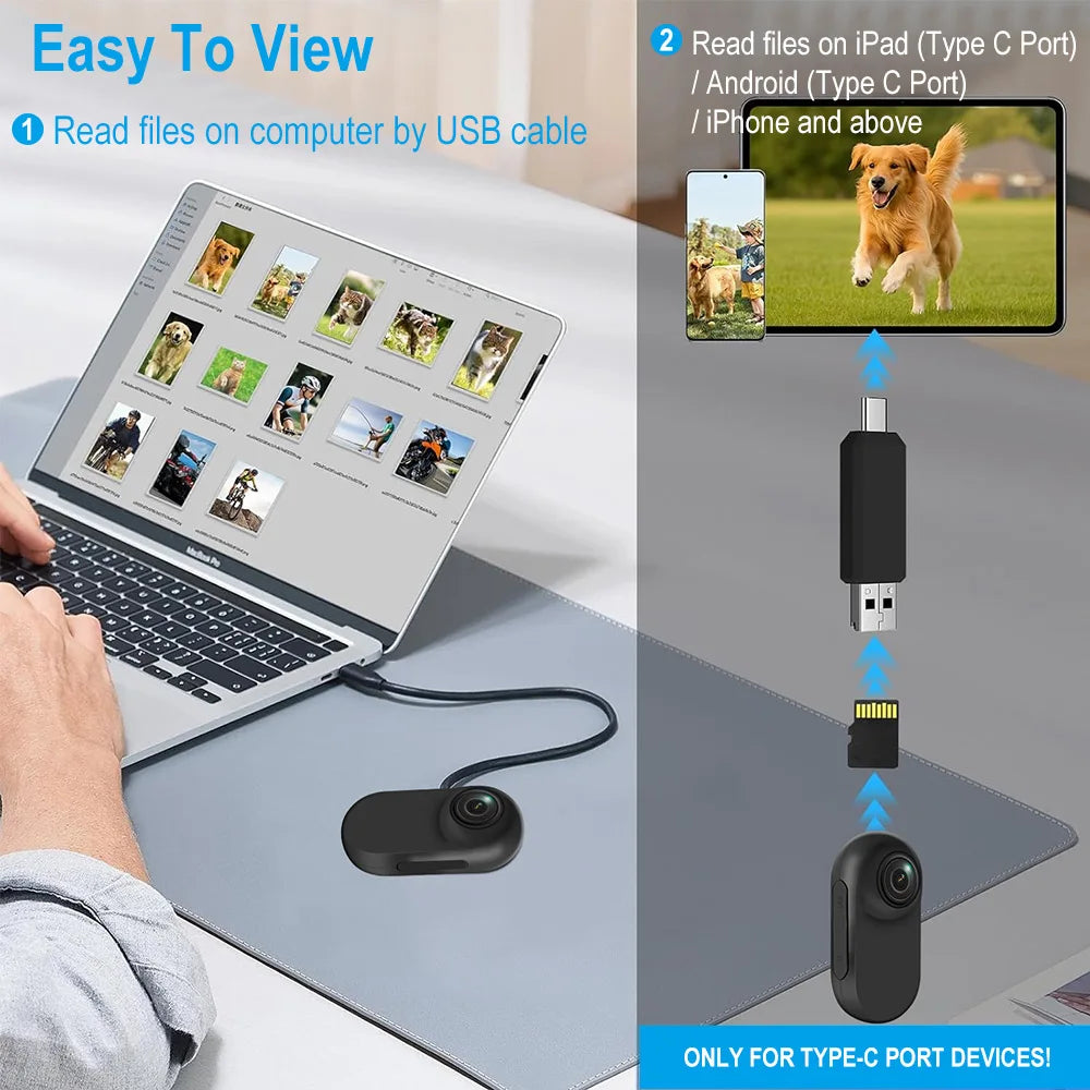 HD 1080P Wireless Pet Collar Camera with Magnetic Mount - No WiFi Needed Mini Body Sport Cam for Cats & Dogs