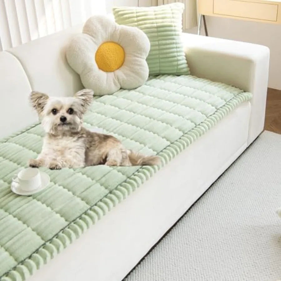 Faux Fur Plush Dog Couch Cover with Non-Slip Backing (3D Stripe)