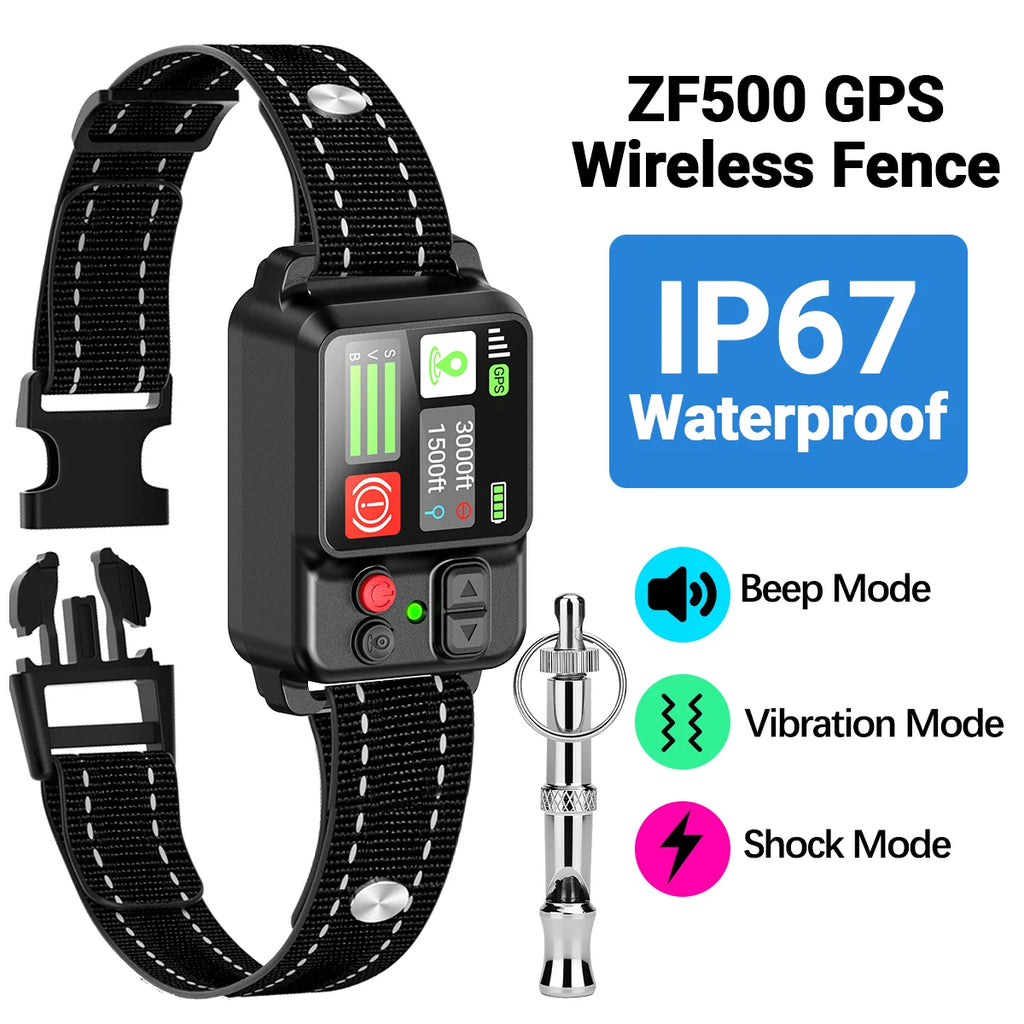 Orcleab IP67 Waterproof GPS Wireless Electric Fence System for Dogs - Adjustable Warning Strength for Outdoor Use