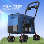 Lightweight Foldable Pet Stroller Hand Push Travel Cart for Small Medium Large Dogs Cats Teddy Outdoor Walking