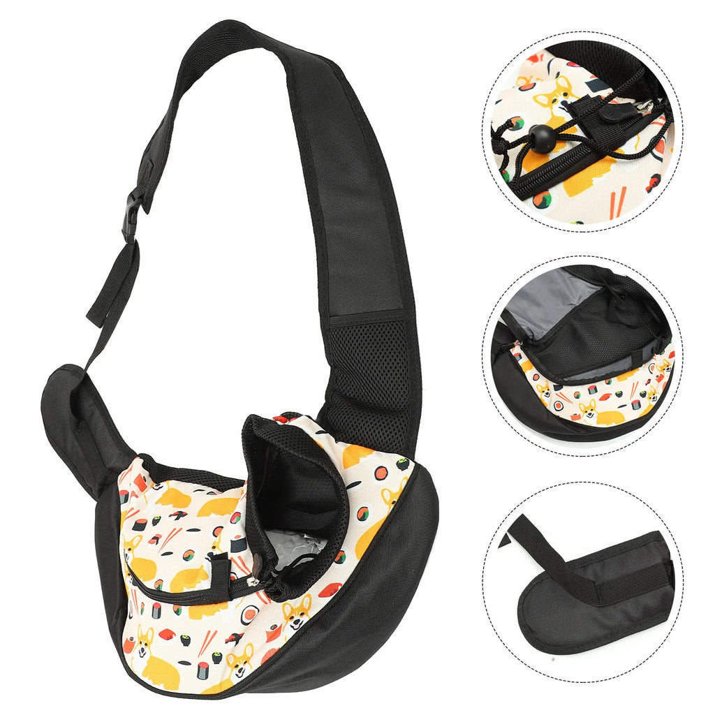 Dog Carrier Small Dog Purse Breathable Pet Sling Bag Oxford Mesh Material Adjustable Shoulder Strap Travel Messenger Backpack