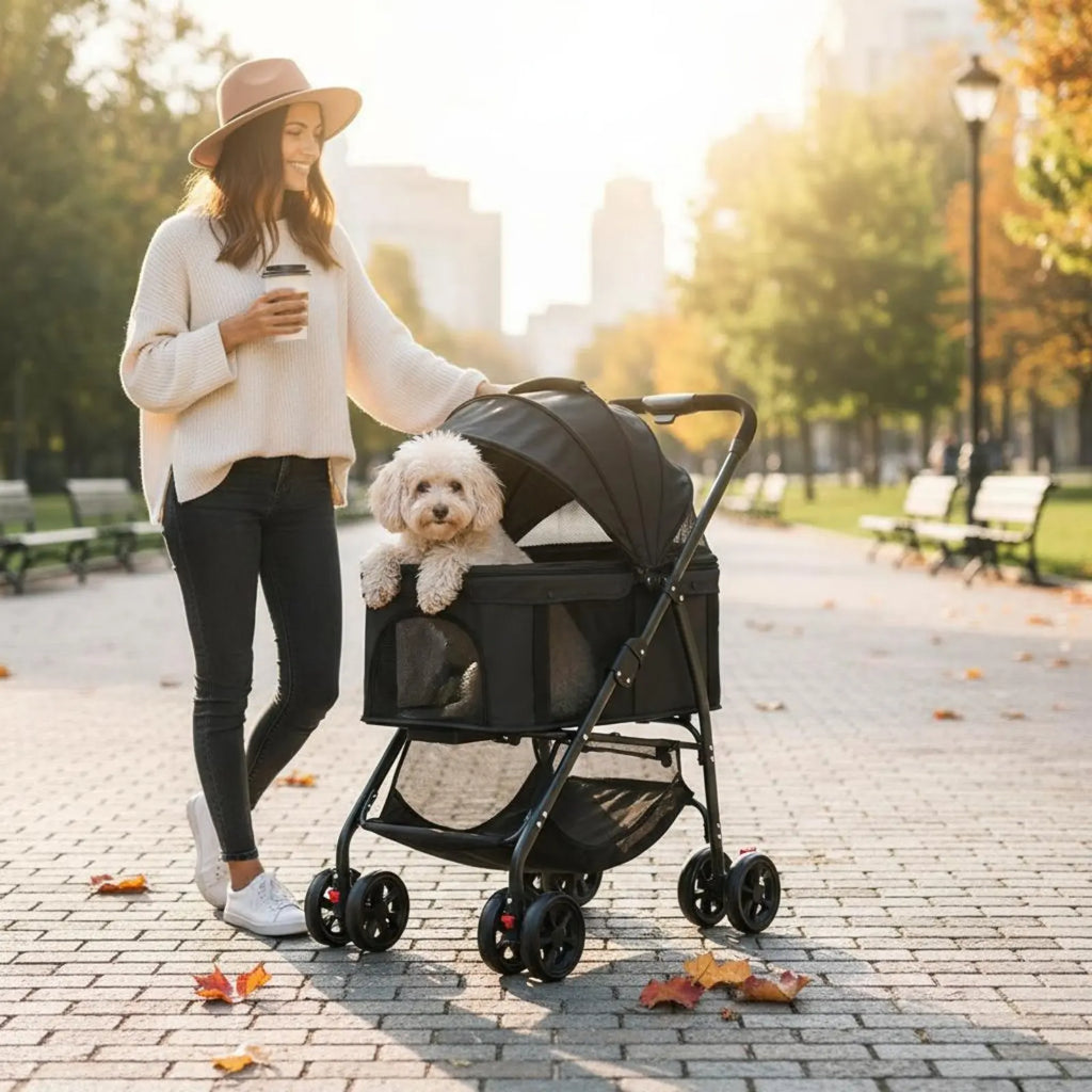 Foldable Pet Pet Transport Full Rotation Wheels Detachable Pet Carrier Pet Transport Lightweight Dog Cat Animal Carriage Storage