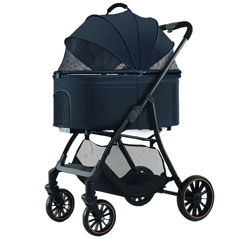 Pet Stroller for Dogs and Cats Going Out Detachable and Foldable Lightweight Small Cart for Walking Dogs and Walking Cats Teddy