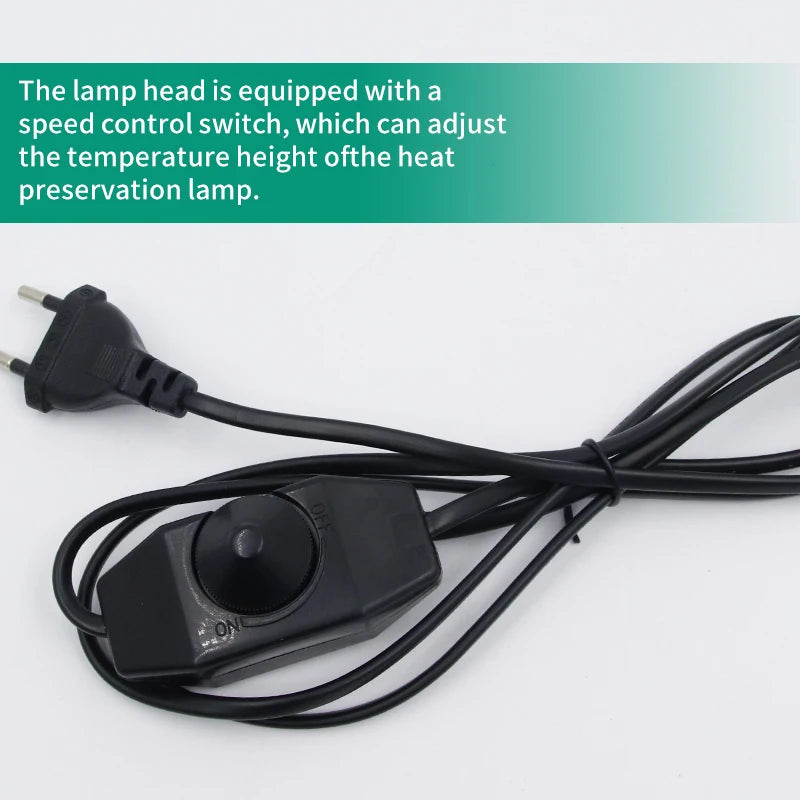 E27 Pet Reptile Heating Lamp Holder Crawling Lizard Turtle Chicken Heating Lamp Holder & Power Cord Switch Heating Lamp Socket