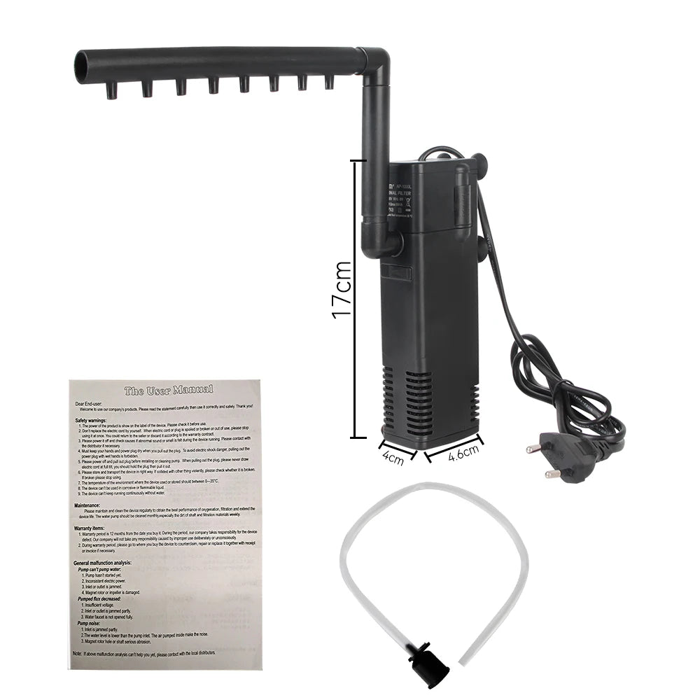 Low Level Water Turtle Tank Filter Aquarium Fish Tank Oxygen Increasing Pump EU Plug Submersible Water Filter Pump