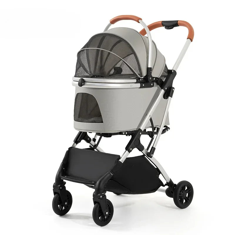 Multifunctional Pet Stroller Detachable Basket Car Pet Travel Bag Multi-ventilated Pet Carriage High-view Portable Dog Stroller