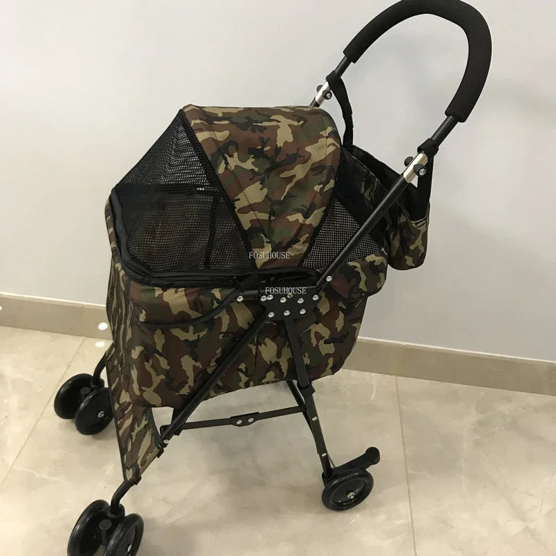 Fashion Universal Wheel Pet Stroller, Lightweight Foldable Dog Cat Cart, Compact Indoor Outdoor Carrier, Modern Pet Travel Gear