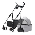 3 in 1 Dog Strollers 4 Wheels Folding Pet Stroller with Detachable Carrier  Breathable Visible Mesh Travel Carriers
