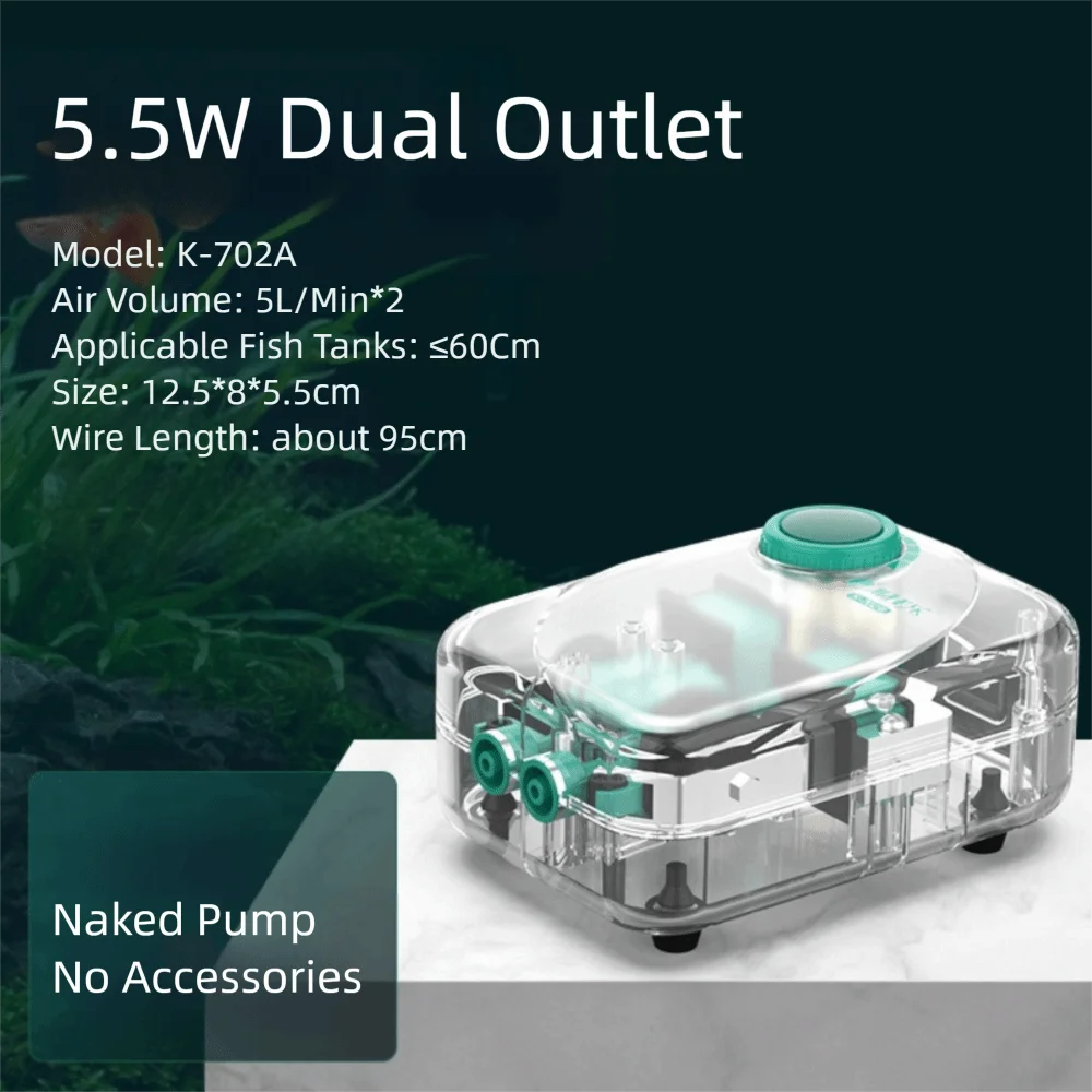 Ultra-Silent Aquarium Air Pump (Low Noise, Adjustable Flow, Multi-Outlet, Energy Saving)