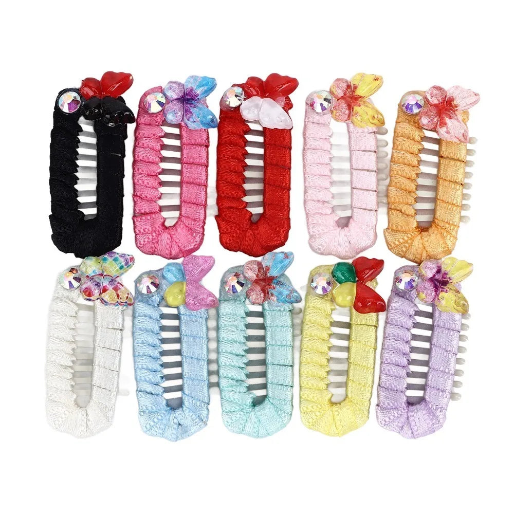 Bow Pattern Pet Hair Clips 10-Pack (Floral, Mini, for Small Dogs)