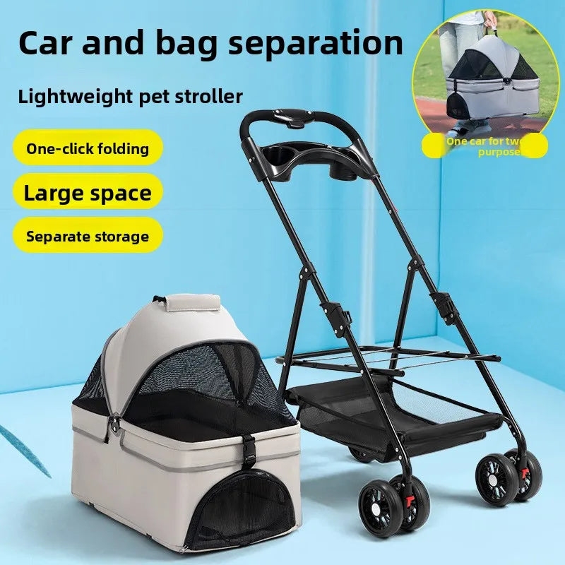 Pet Stroller Poodle Cats Small Pets Lightweight Foldable Outdoor Travel Pet Stroller Pet Trolley Puppy Stroller Dog Trolley