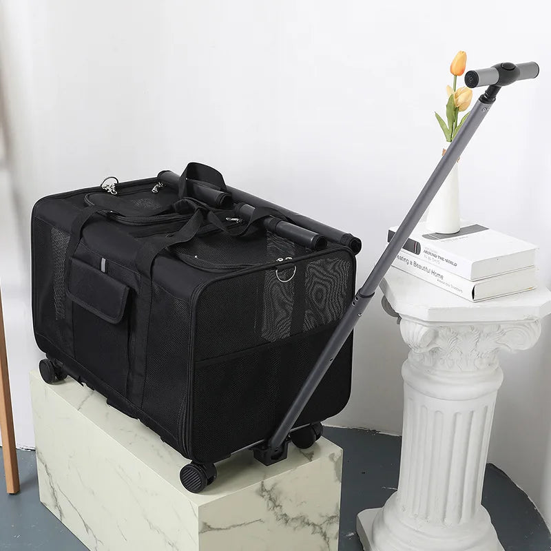 Dual Compartment Pet Carrier Folding Rolling Cart Outdoor Travel Bag Multifunctional Pet Stroller Pet Stoller Stroller for Dog