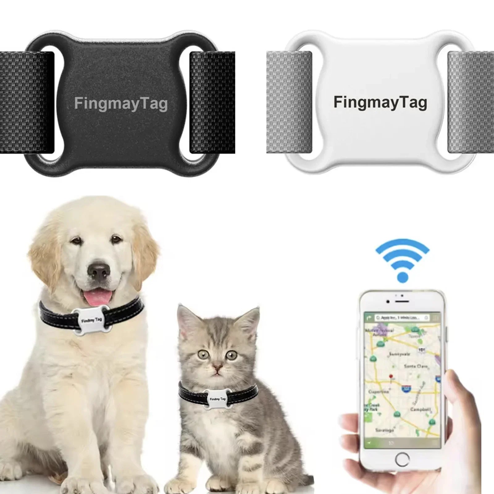 Waterproof GPS Cat Collar Tracker Supplies - Mini Anti-Loss Bluetooth Locator for Apple & Android (Cat Accessories)