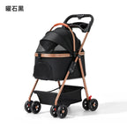 Lightweight Small Pet Stroller for Dogs & Cats 50 Lbs Capacity Aluminum Alloy Puppy Stroller with Detachable Storage Basket