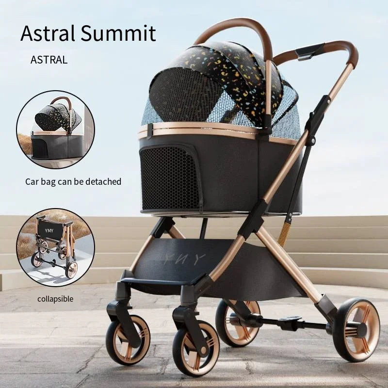 Separable Pet Stroller Pet Cart with Multifunctional Bag Separation Ultra Easy To Carry One Click Collection Cat Dog Stroller