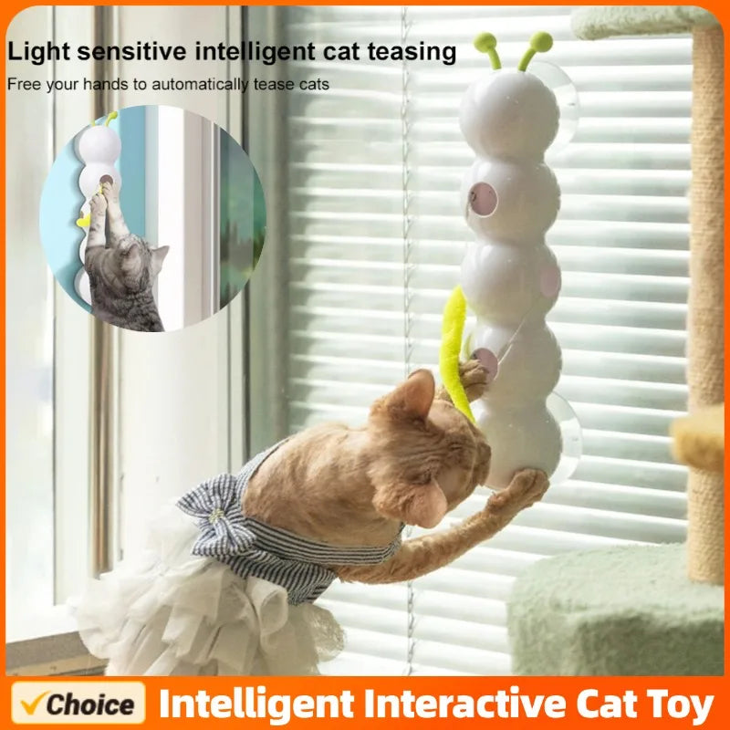 Motion-Activated Caterpillar Pop-Up Cat Teaser Toy — Automatic Emerging Kitten Teaser