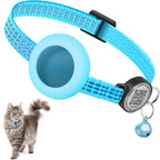 AirTag Cat Collar with Reflective Strip & QR Tag — Adjustable Kitten Collar with Air Tag Holder