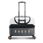 Large Capacity Portable Pet Trolley Box Universal Wheels Breathable Transparent Backpack Zipper Closure Made Durable Plastic