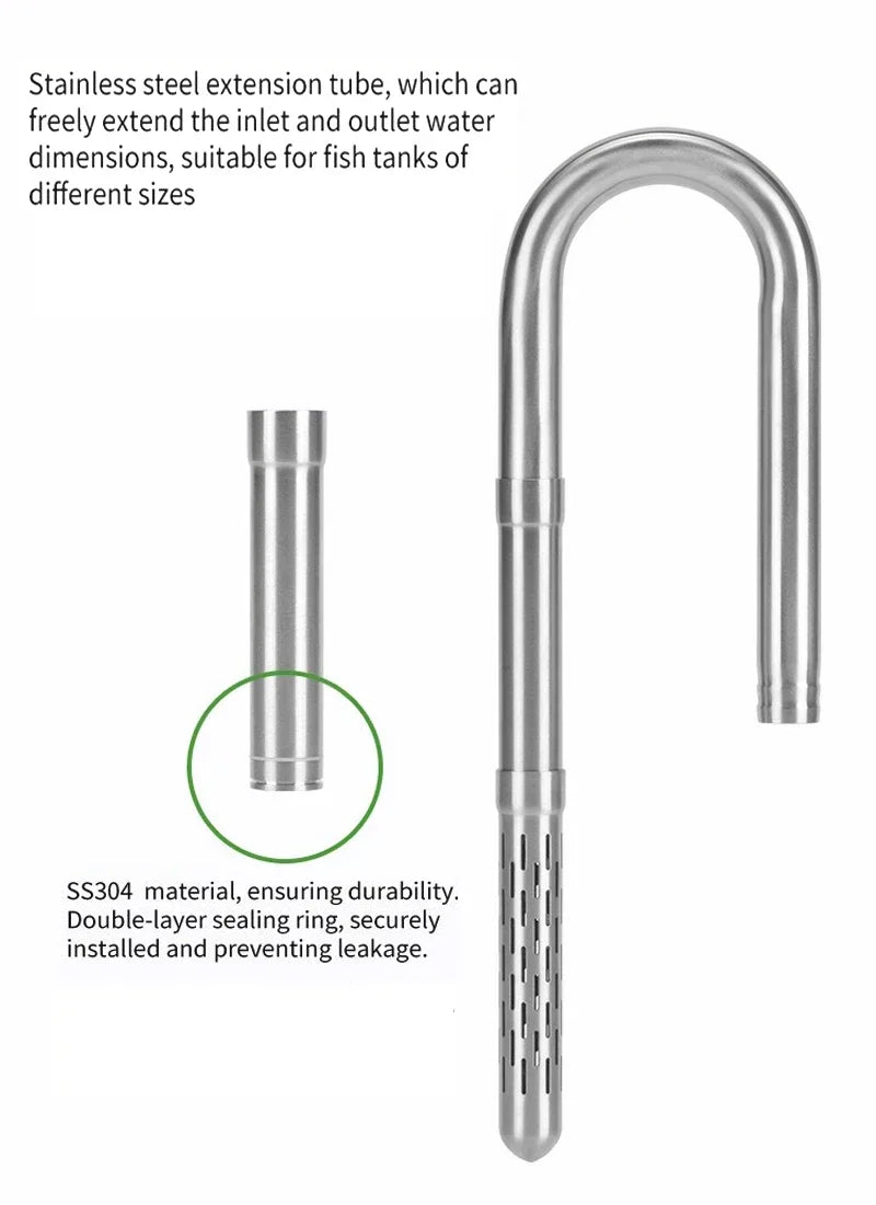 Stainless Steel Aquarium Filter Lily Pipe & Oil Film Skimmer (WYIN Style, Inflow/Outflow)
