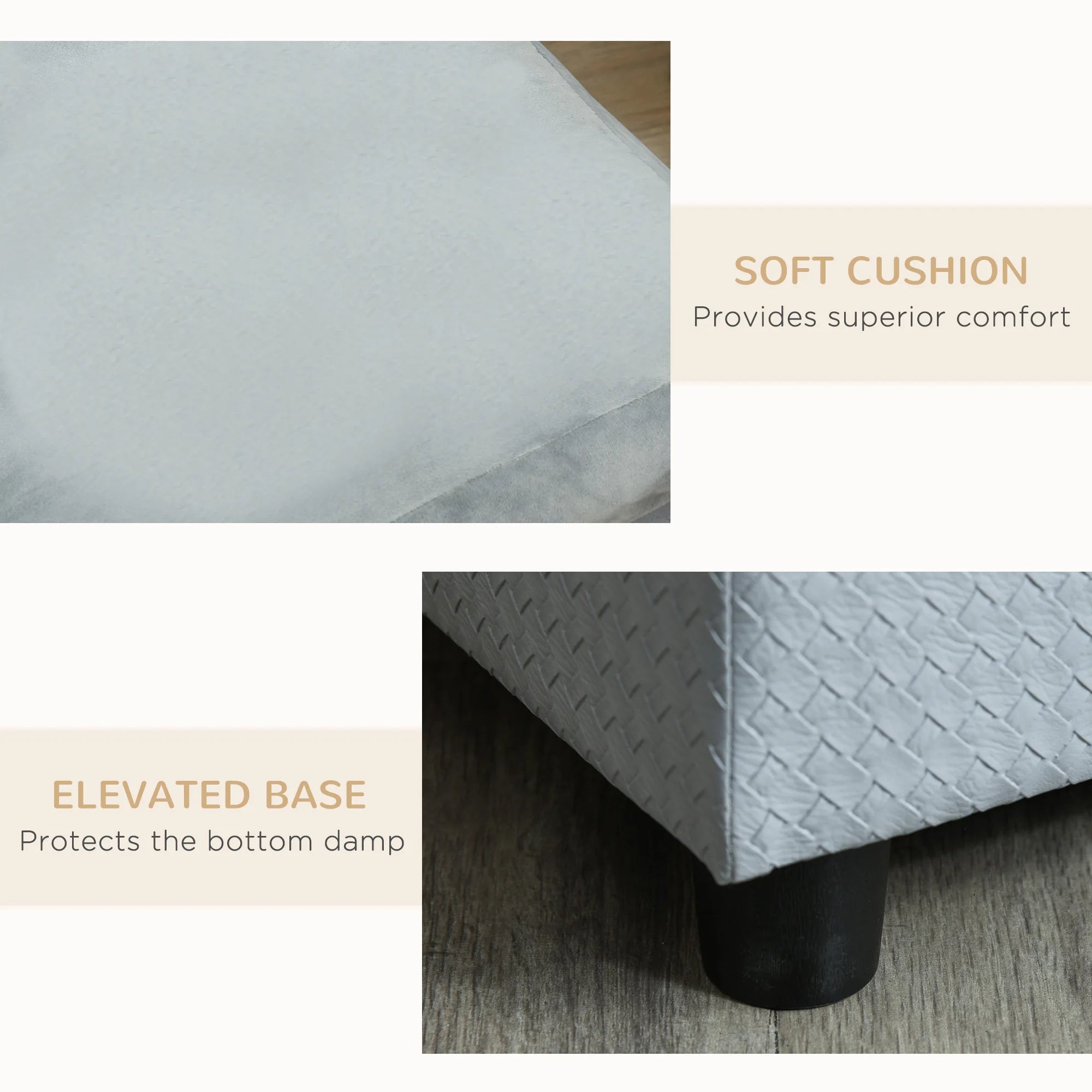 Luxury Dog Sofa Bed with Hidden Storage (Pale Gray)