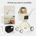Fashionable High-end Pet Cart Stroller with Directional Design, Small and Medium-sized Dog Teddy Cat Stroller Separable Pet Bag