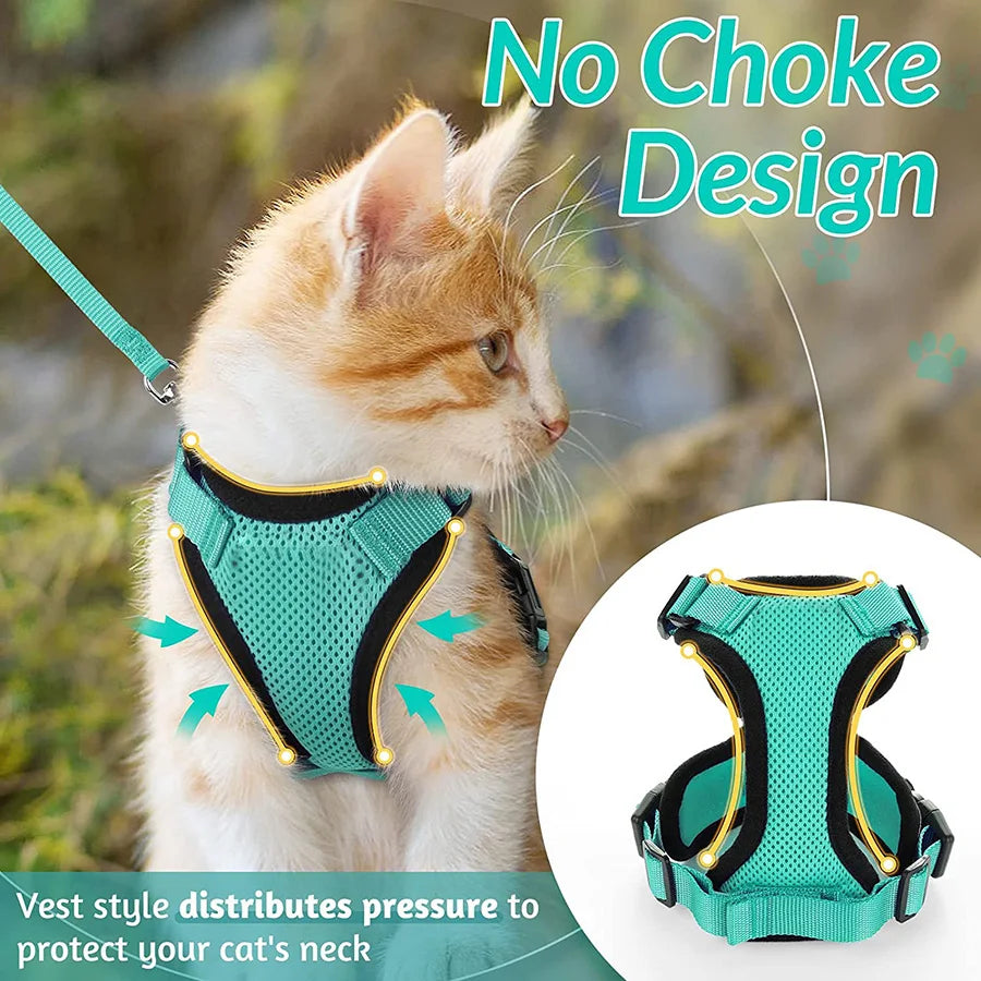 Anti-Escape Kitten Harness & Traction Belt — Lightweight Breathable Soft Vest for Walking Small Cats