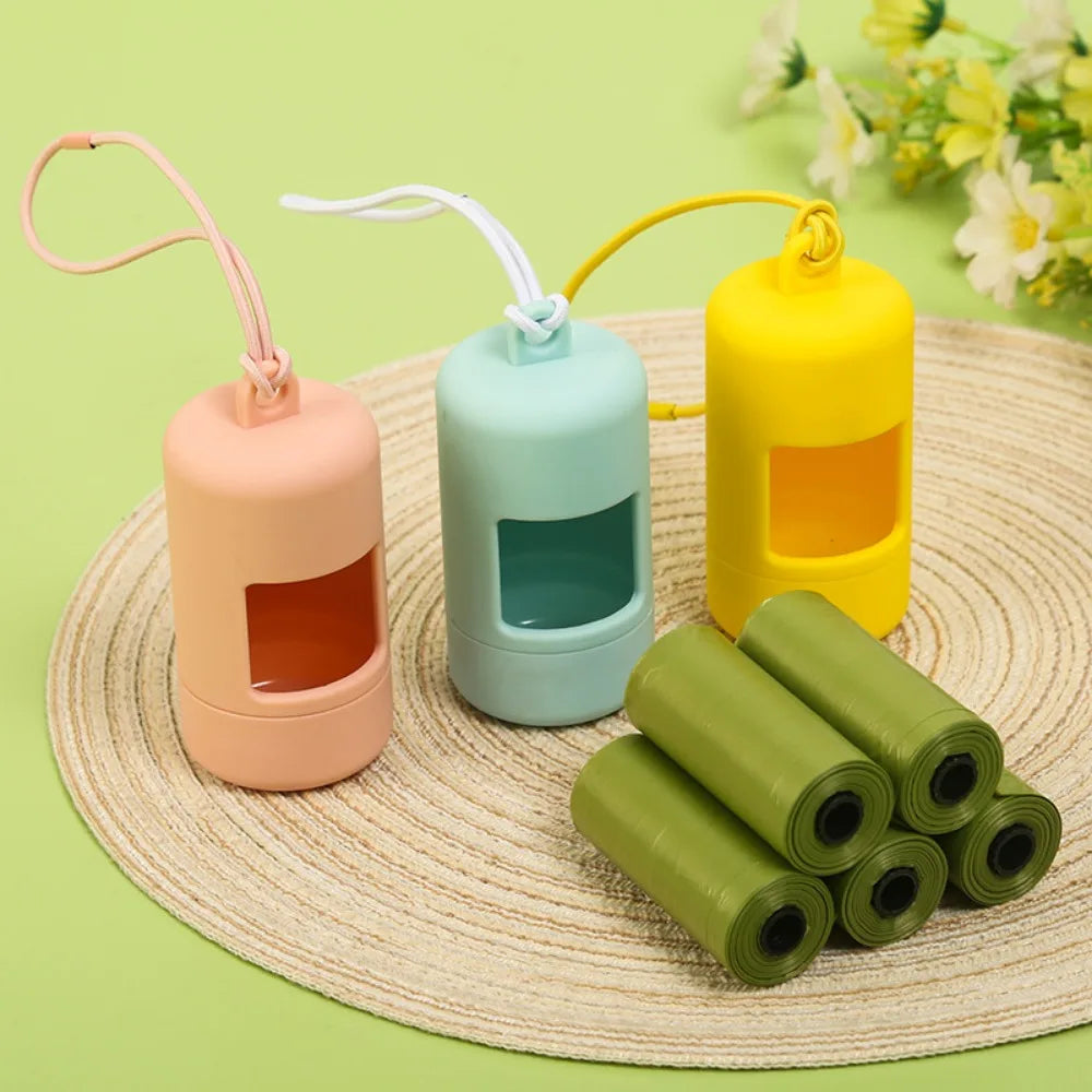 Candy Color Dog Poop Bag Dispenser with Rope (Plastic, 8 Colors)