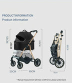 Pet Stroller for Dogs and Cats Going Out Detachable and Foldable Lightweight Small Cart for Walking Dogs and Walking Cats Teddy