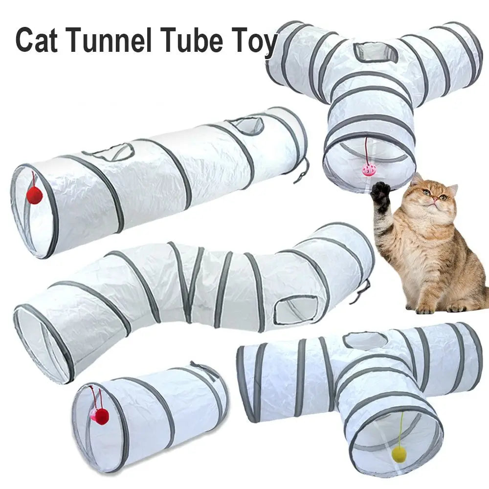 Foldable Polyester Cat Tunnel Tube — Portable Breathable Interactive Play Nest for Cats & Small Pets