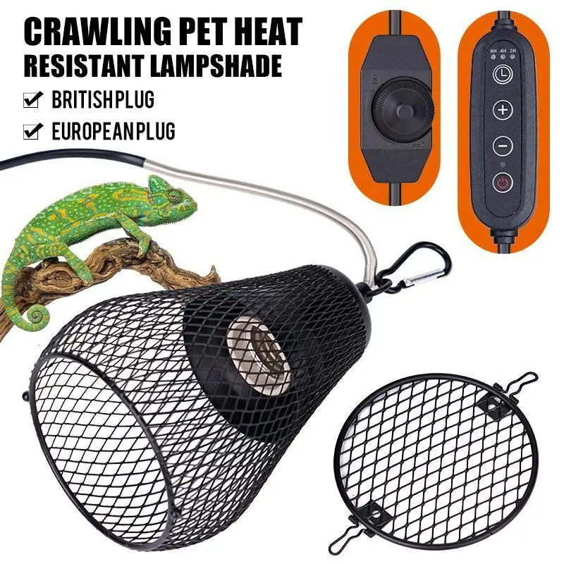 Reptile Heat Lamp Shade Pet Heater Guard Timeable Heat Lamp Anti-Scalding Preservation Infrared Ceramic Heat Lamp Lizard Turtle
