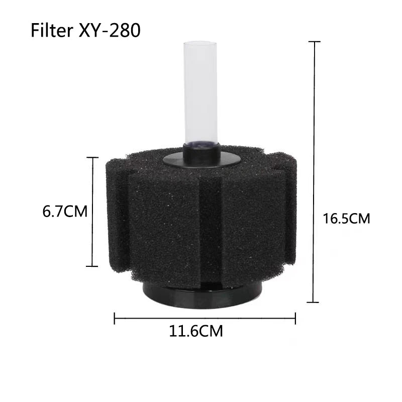 Black Bio Sponge Aquarium Filter (Air Pump Driven, Corner Skimmer, Biochemical Media)