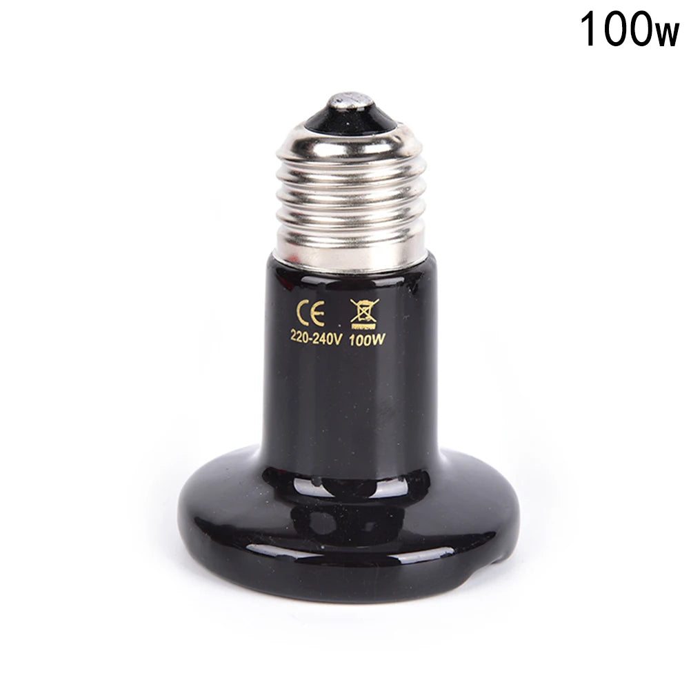 50/75/100W Reptile Heat Lamp Black Infrared Ceramic Emitter Heat Light Bulb Pet Brooder Touch Lamp For Chameleon Cage Snake Tank