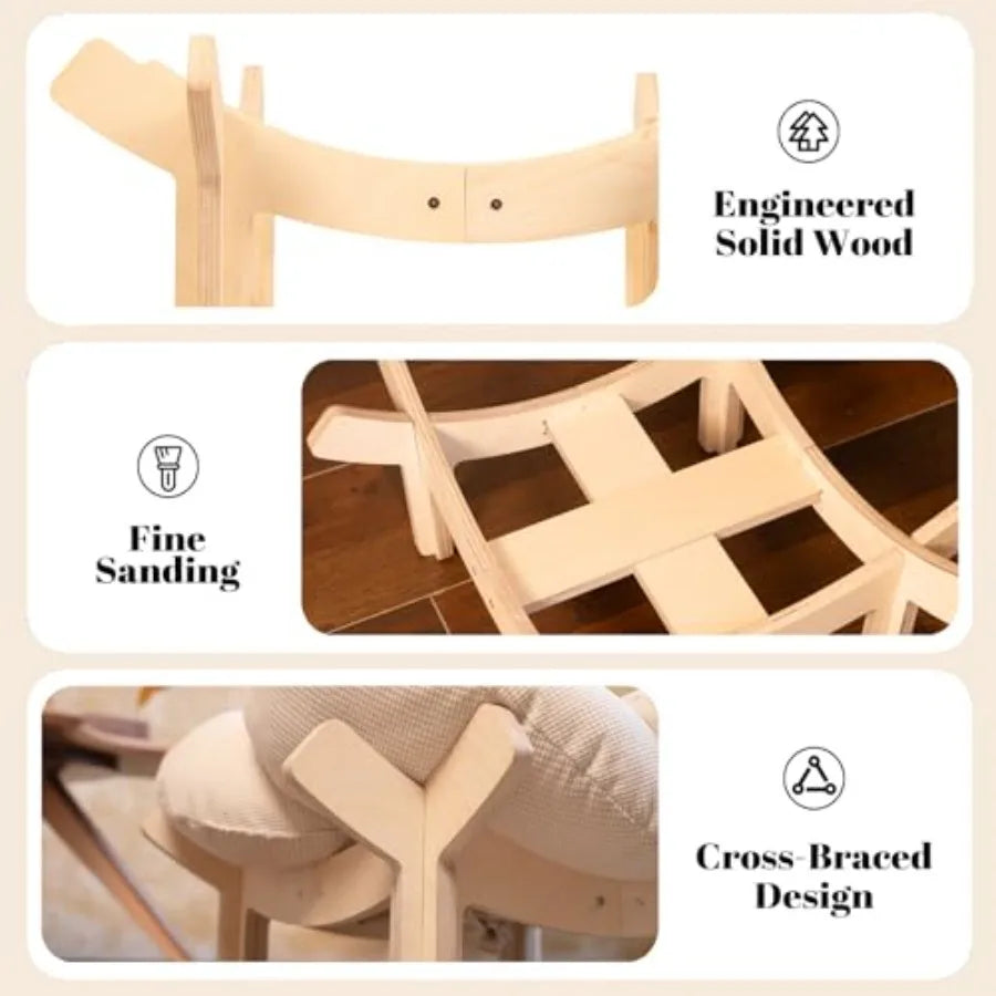 Elevated Wooden Cat Bed with Cushion for Indoor Cats & Small Dogs