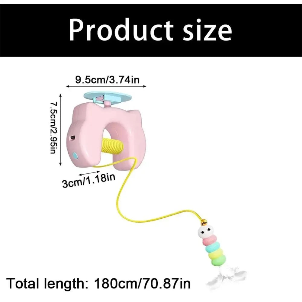 Electric Door-Hanging Swing Cat Toy — Automatic Elastic Rope Feather & Bell Teaser
