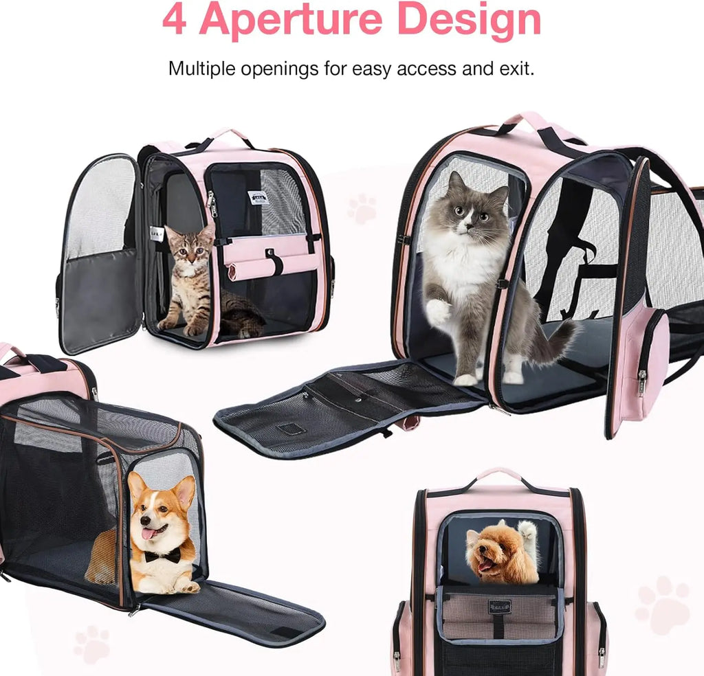 Large Cat Backpack Carrier Expandable Foldable Pet Carrier Backpack for Small Dogs Puppy Medium Cats Fit Up to 18 Lbs for Travel