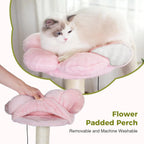 34in Cat Tree with Hammock & Wide Condo for Large Cats (Pink/Green)