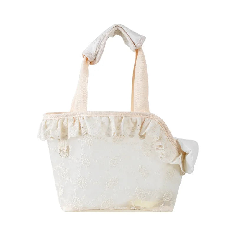 Pet Outing Bag Portable Breathable Shoulder Bag Teddy Small Dog Lace Handheld Walking Dog Cat Carrier