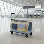 Feline Rolling Suitcase Telescopic Handle Pet Rolling Suitcase Multi-Feline Carrier Breathable Mesh Pet Carrier with Wheels