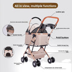 Pet stroller stroller outing, small pet stroller lightweight and foldable for outdoor travel